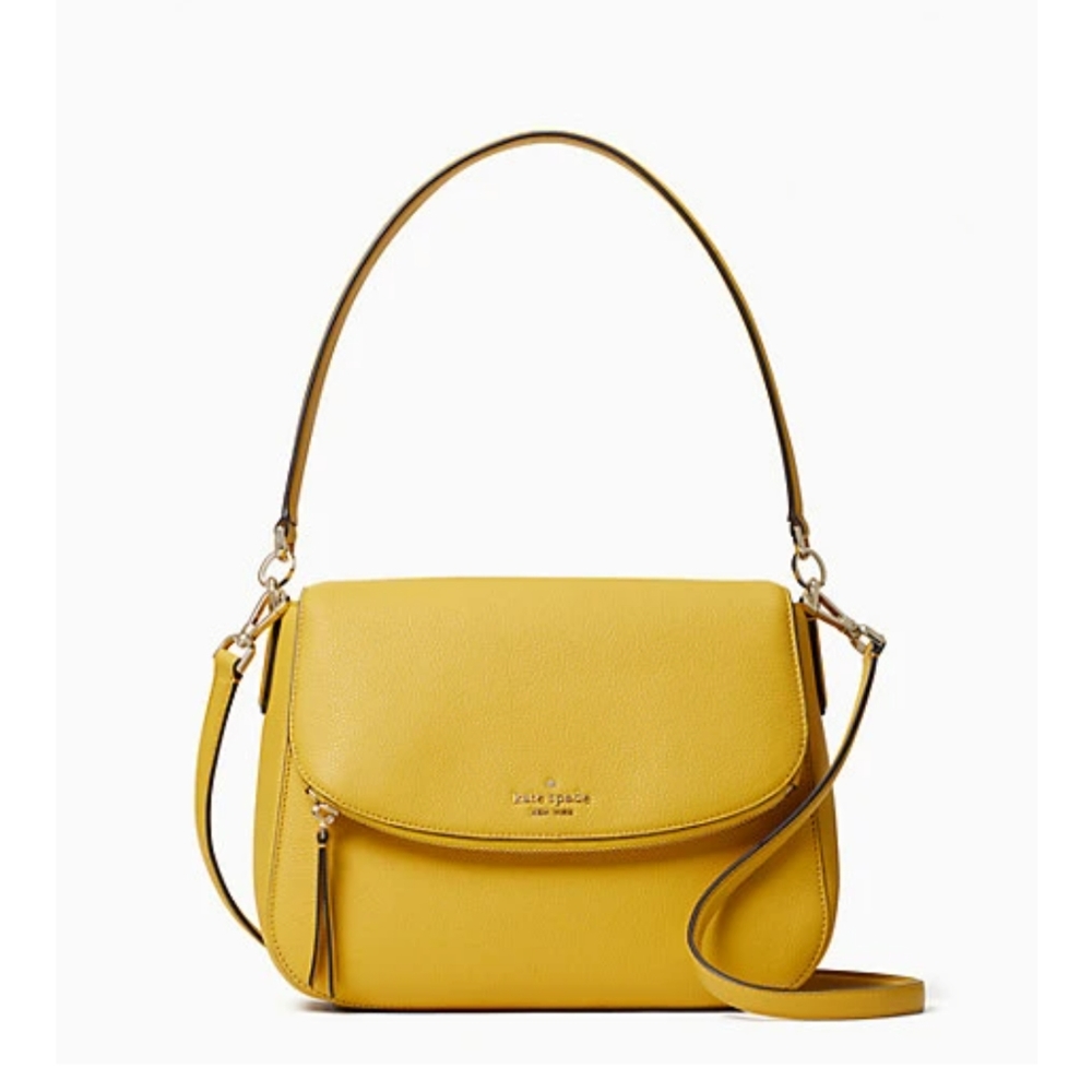 Jackson Yellow Leather Flap Shoulder Bag